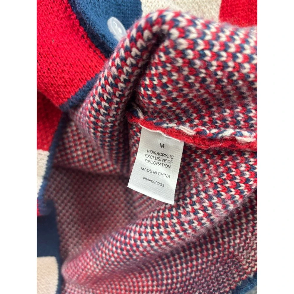 Playboy Cardigan Sweater Mens Size M Red White Blue Striped Button Up PacSun